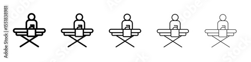 Man iron clothes icon simple illustration logo art