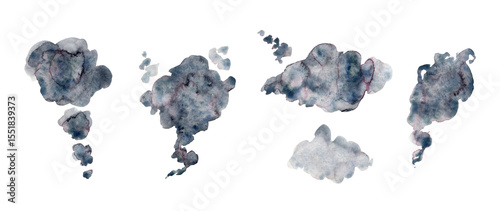 Tableau sur toile Abstract organic gray and magenta pink gradient watercolor smoke and fume shapes