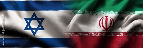 national flag of Israel and Iran with folds