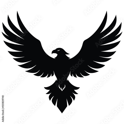 A silhouette of an eagle with its wings spread wide open design