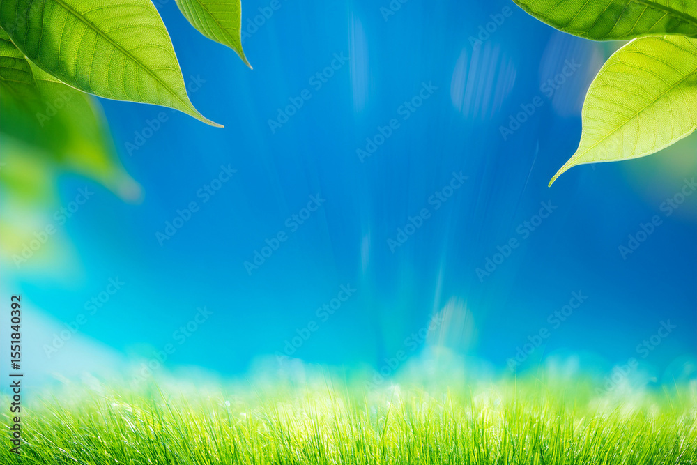 Fototapeta premium the image conveys a feeling of peace, natural beauty, and perhaps a touch of mystery. It's a snapshot of a moment when nature's simple elements—light and foliage—combine to create a visually stunning 