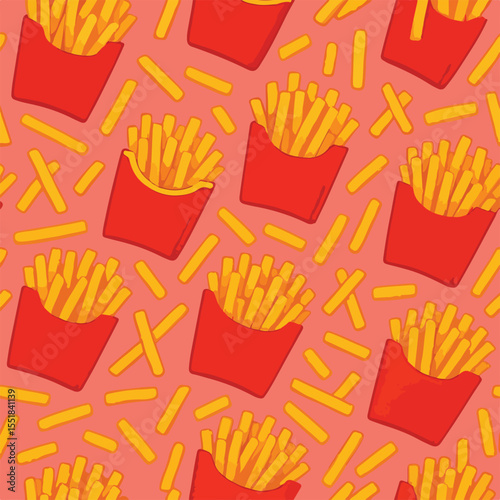 Delicious French Fries Pattern A Crispy, Golden Illustration