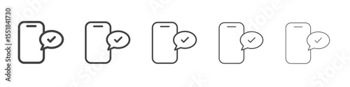 Mobile phone approval message icon simple illustration logo art