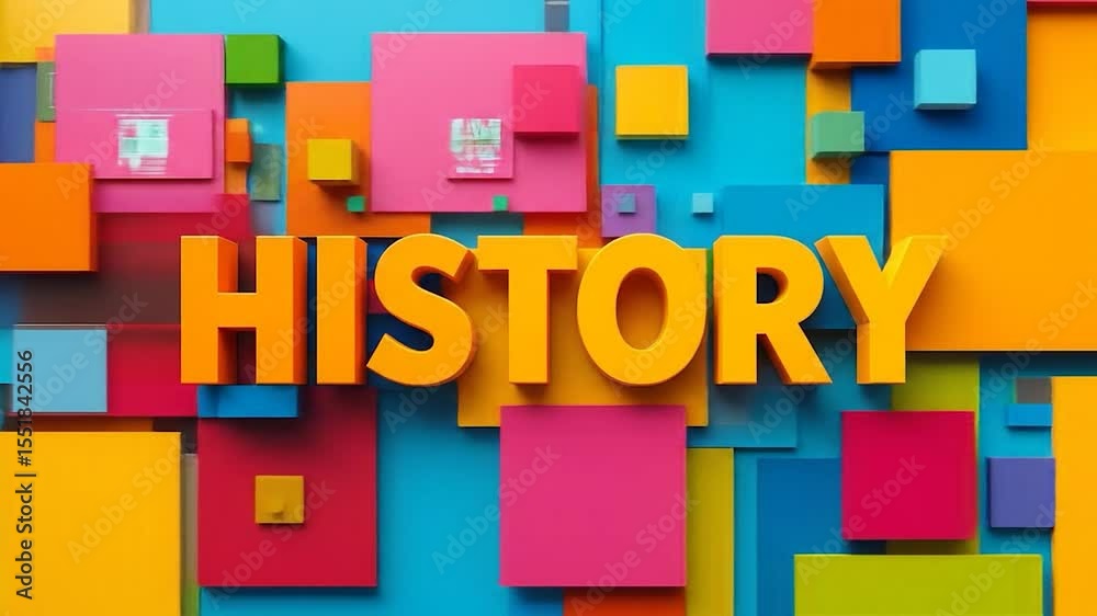 Animated History Title Sequence with Colorful Geometric Shapes and Dynamic Transitions