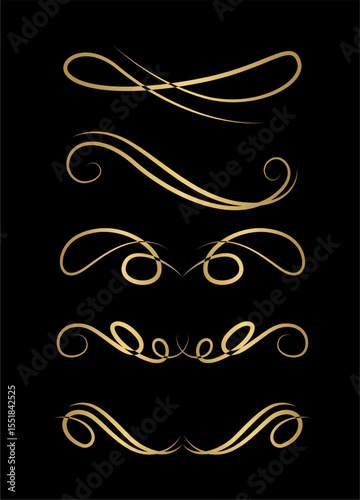 Calligraphic wedding ornament set art