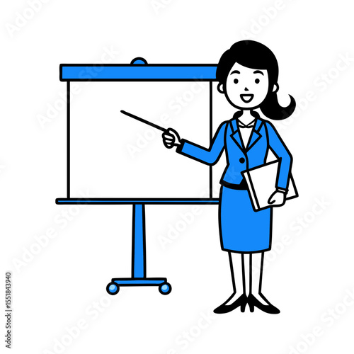 little girl with a blank board vector illustration