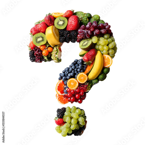 Fototapeta Naklejka Na Ścianę i Meble -  Question mark made of fresh fruits and vegetables.