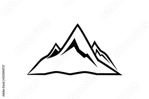 A simple black and white drawing of a mountain range with jagged peaks