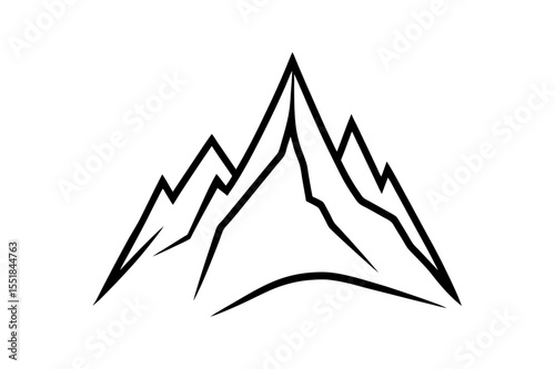 Stylized mountain range with sharp peaks and a minimalist design in black lines