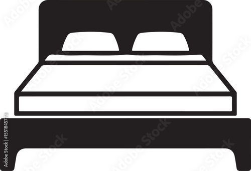 Simple Bed Vector Icon Silhouette For Digital Design