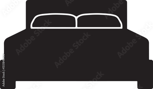 Simple Furniture Bed Icon Vector In Clean Silhouette Style