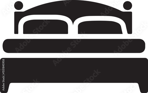 Flat Hotel Bed Vector In Monochrome Silhouette Format
