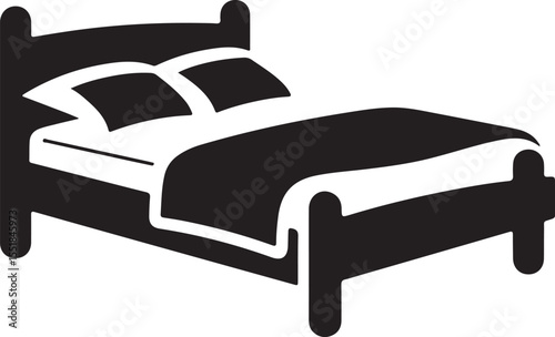 Black Bed Icon Vector Design In Silhouette Style