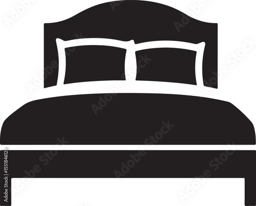 Flat Bed Symbol Vector Logo In Monochrome Silhouette