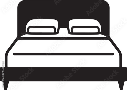 Vector Silhouette Of Bed Icon Isolated On White Canvas