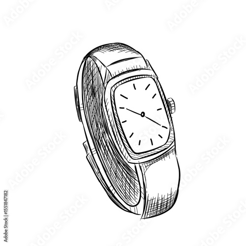 wristwatch vector sketch line art hand drawn illustration 