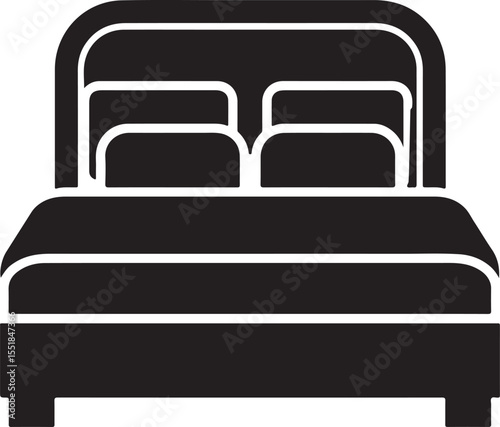 Monochrome Bed Silhouette Symbol In Vector Style