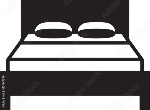 Solid Bed Silhouette Logo In Vector Style On White Background