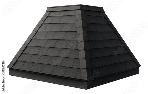 Mansard roof with a textured asphalt surface, providing an affordable option for a starter home.