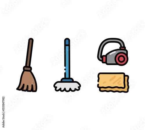 Traditional Chinese Festival Elements: Lantern, Zongzi, Tangyuan Bowl, and Mooncake Icons
