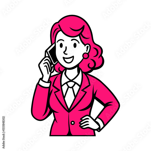 young woman talking on the phone vector illustration