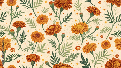 Marigold seamless pattern.