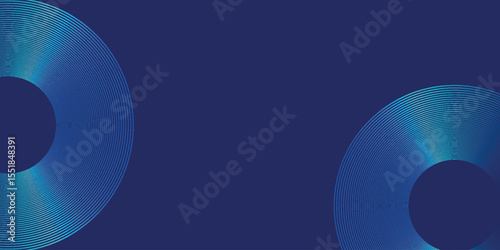 Abstract blue glowing geometric lines on dark blue background. Modern shiny blue circle lines pattern. Futuristic technology concept. Suit for cover, poster, banner. eps 10