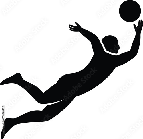 Minimalist black silhouette of a volley action design for sports graphics