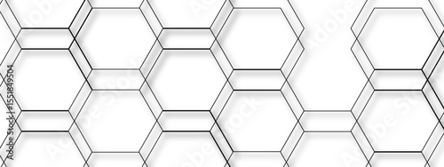 Abstract seamless geometric background with interconnected hexagons outlined in thin gray lines on a white backdrop. Clean, modern, and minimalistic, suitable for tech, scientific, or architectural