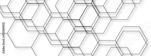 Abstract seamless geometric background with interconnected hexagons outlined in thin gray lines on a white backdrop. Clean, modern, and minimalistic, suitable for tech, scientific, or architectural