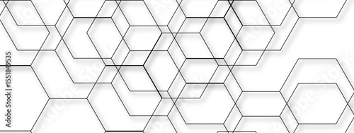 Abstract seamless geometric background with interconnected hexagons outlined in thin gray lines on a white backdrop. Clean, modern, and minimalistic, suitable for tech, scientific, or architectural