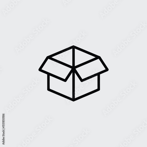 Simple Open Box Line Icon for Delivery Storage and Packaging Concepts
