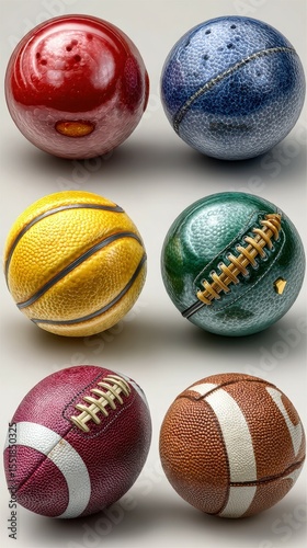 Colorful collection of sports balls displayed together in a creative arrangement