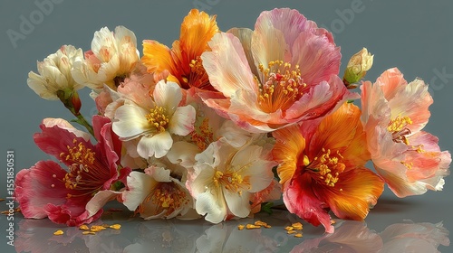 Colorful blossoms arranged artistically in a vibrant display showcasing nature's beauty and diversity
