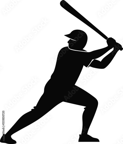 Minimalist baseball batter silhouette vector design for sports and athletic concepts