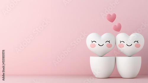 Cute Heart Plants Valentine's Day Romantic Illustration