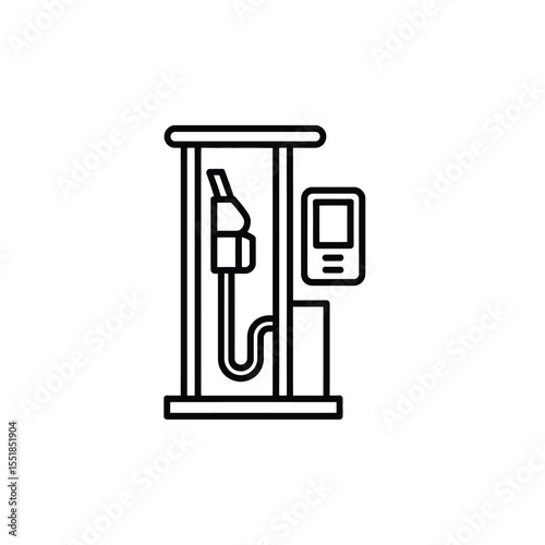 Gas station pump icon in outline style fuel dispenser for vehicles