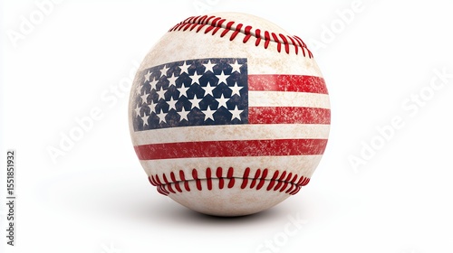 Distressed American Flag Baseball on White Background