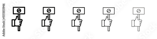 Protest banner in hand icon simple illustration logo art
