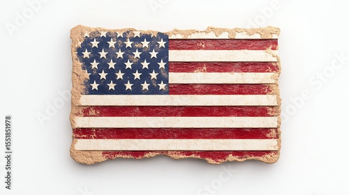 Distressed American Flag on Textured Background