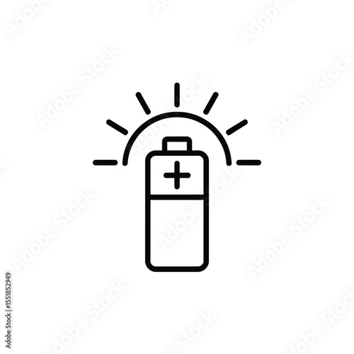 Battery icon with energy rays a symbol of power and electricity