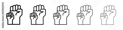 raised fists icon simple illustration logo art