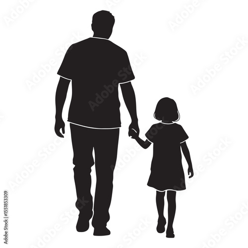 Father and Daughter Silhouette vector