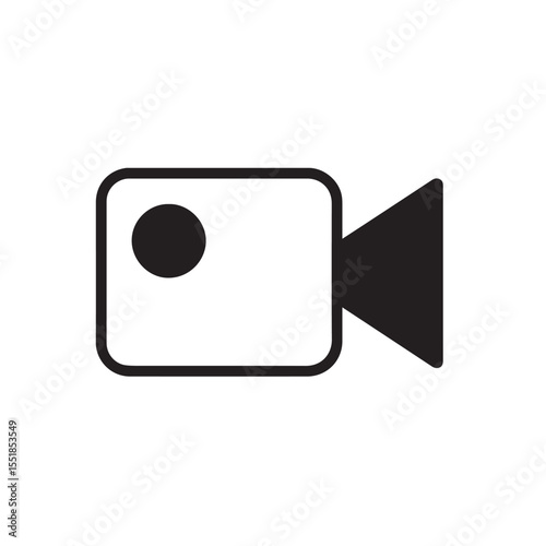 Black and White Minimalist Video Camera Icon Using Geometric Shapes
