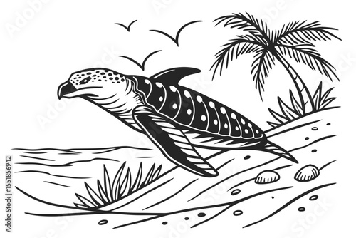 vector illustration of a tropical island