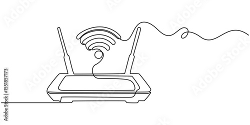 Sleek wireless router continuous one line drawing, Wireless Modem Line Icon, Wireless Modem Duocolor Line Icon Design with Editable Stroke. Suitable for Infographics, Web Pages.