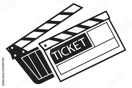movie clapper board and film