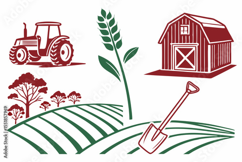 farm equipment vector illustration