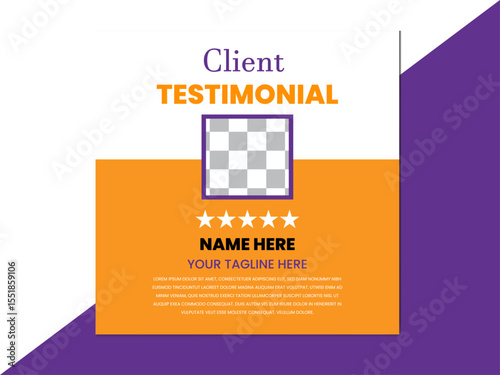 Client Testimonial Template with Portrait and Star Rating