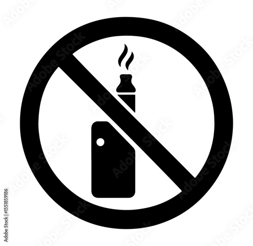 No vaping sign icon, clear design, black and white colors, indicates prohibition of vape use.